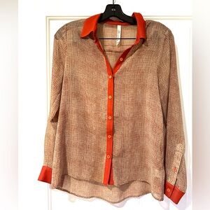 Red-orange button up blouse